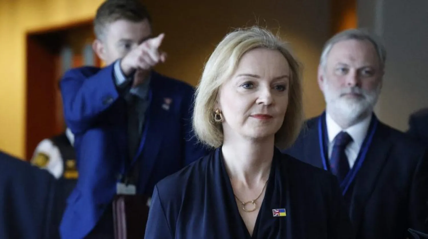 British Prime Minister Liz Truss walks through the United Nations headquarters in New York City on September 20, 2022. (AFP)
