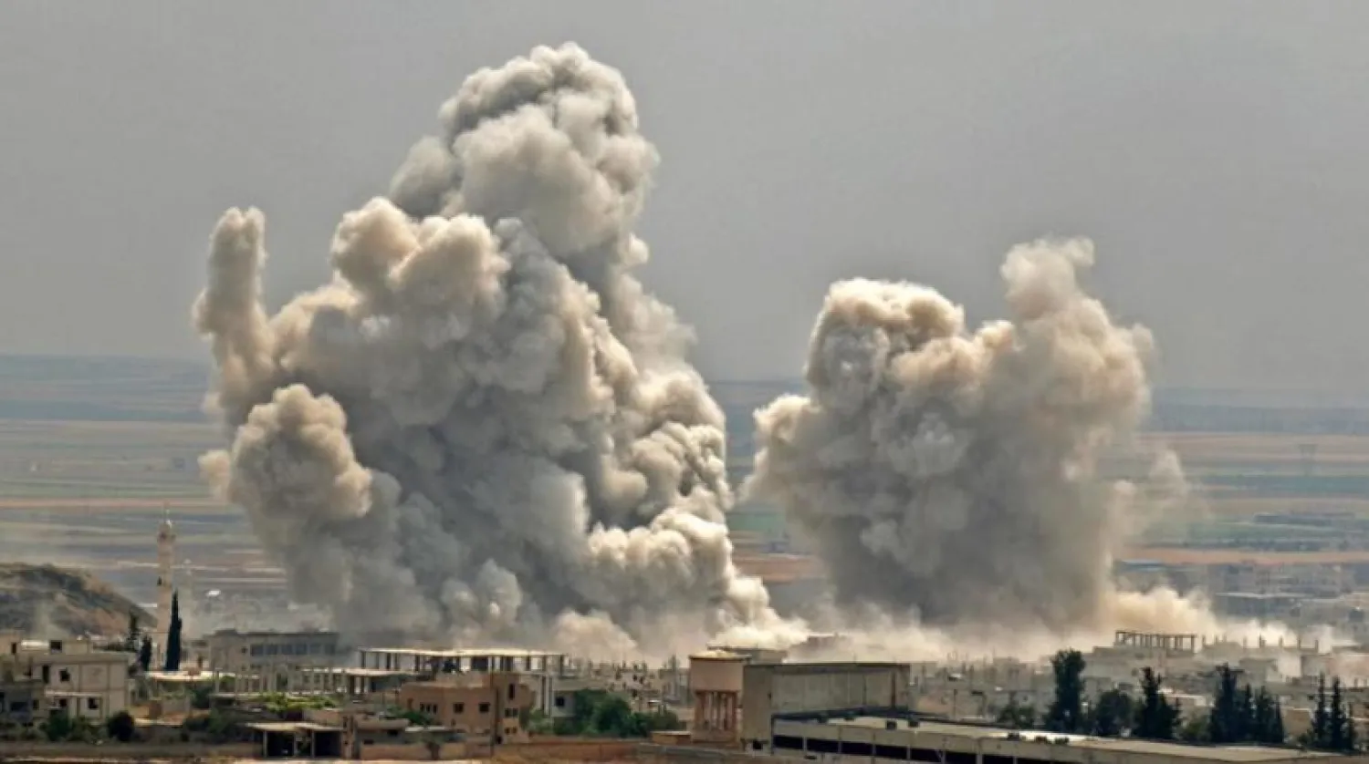 Smoke rises after a Syrian regime attack in Idlib. (AFP)

