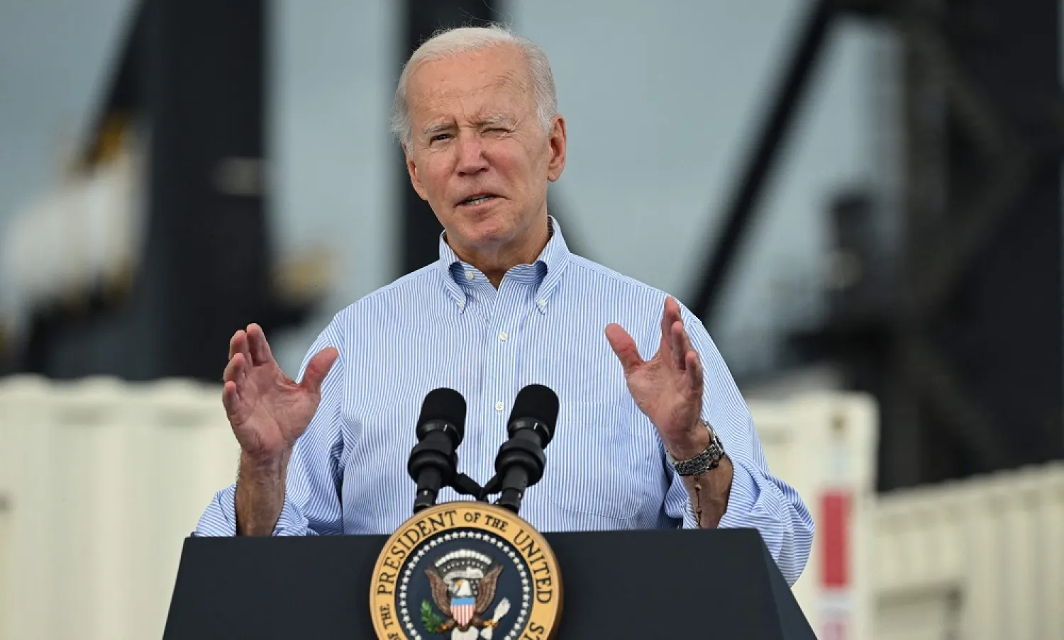 US President Joe Biden delivers remarks in the aftermath of Hurricane Fiona in Ponce, Puerto Rico, on October 3, 2022. (AFP)