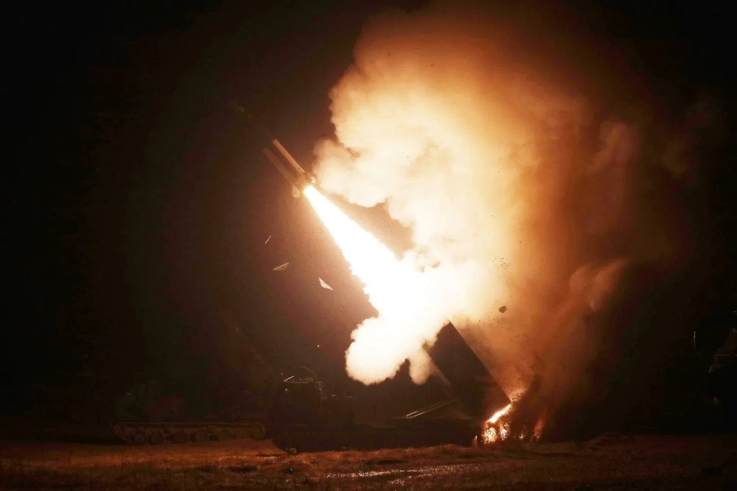 This handout photo taken on October 5, 2022 and released by South Korea's Defense Ministry in Seoul shows the Army Tactical Missile System (ATACMS) firing a missile from an undisclosed location on South Korea's east coast during a South Korea-US joint live-fire exercise aimed to counter North Korea's missile test. (AFP/South Korean Defense Ministry)