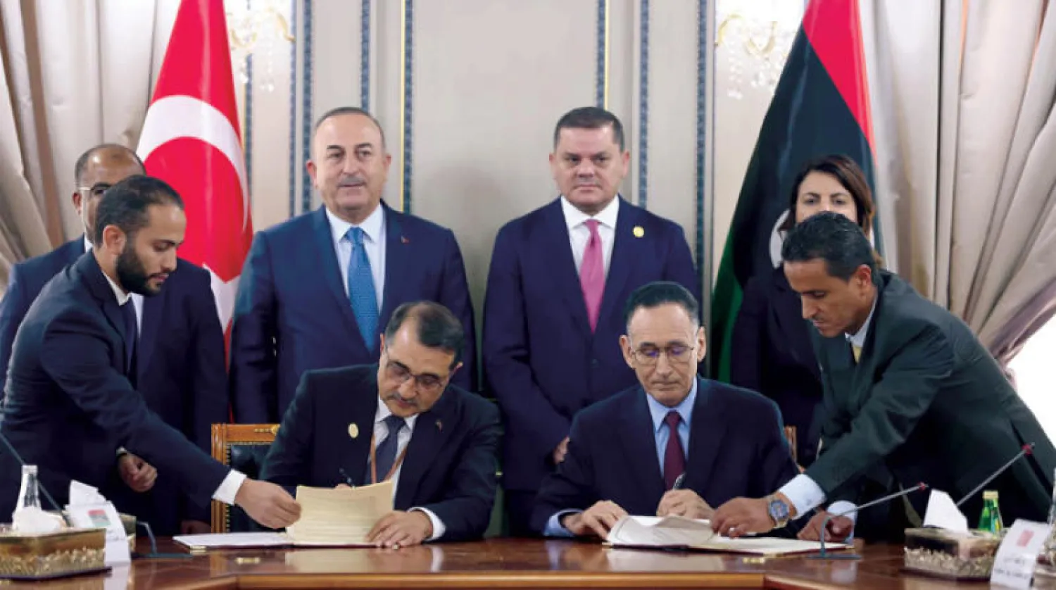 من حفل توقيع مذكرات تفاهم بين حكومة «الوحدة» وتركيا في طرابلس منتصف الأسبوع (الحكومة)