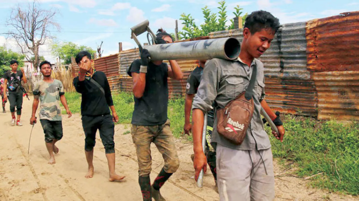 مسلحون معارضون للحكومة في شمال غربي ميانمار 10 أغسطس (أ.ف.ب)