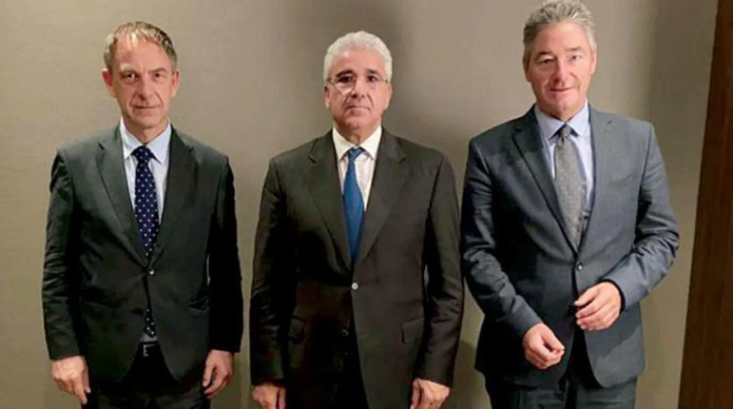  Libya’s PM Fathi Bashagha during his meeting with Germany’s special envoy and ambassador to Libya Christian Buck and Michael Ohnmacht. (Buck’s Twitter account) 