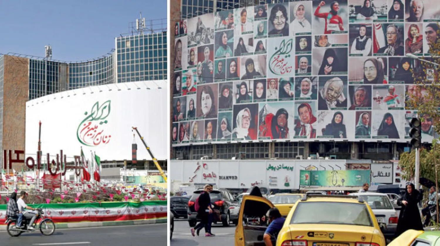 الجدارية مع الصور (أ.ف.ب) ... والجدارية من دون الصور (أ.ف.ب)