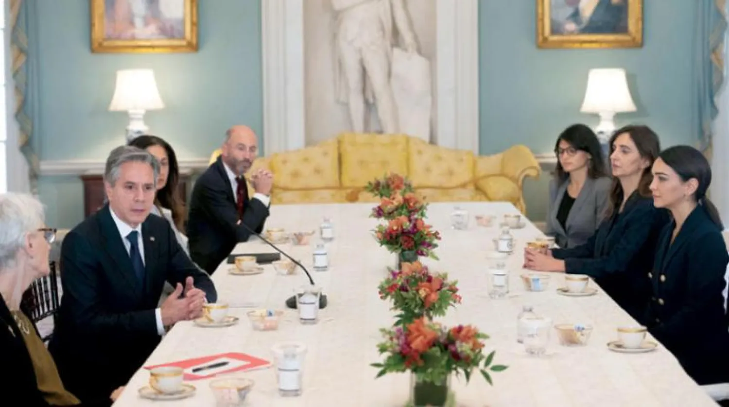 Blinken cuma günü Washington'da İranlı aktivistlerle bir araya geldi (AP)
