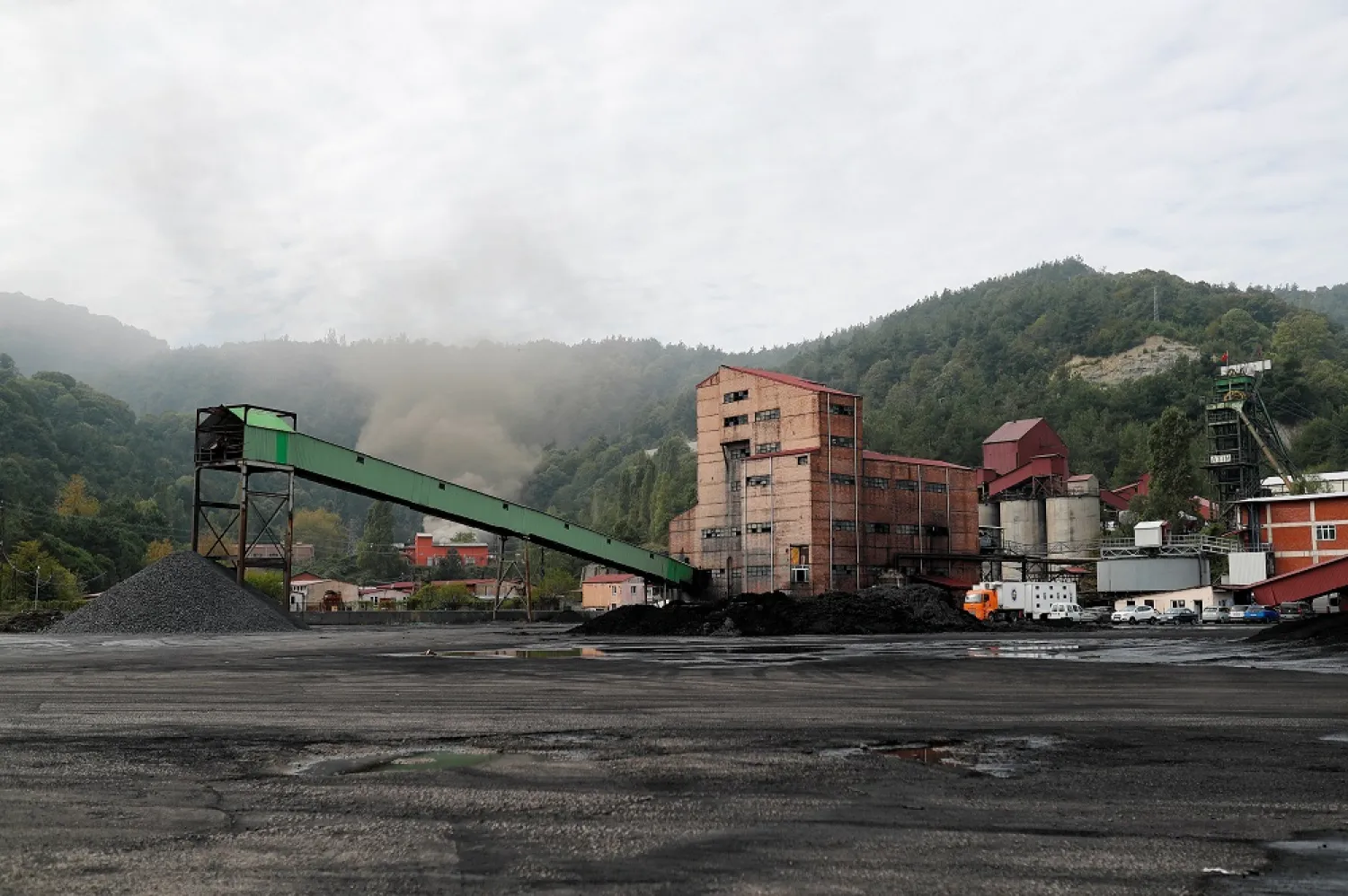 A general view shows the outside of a coal mine after an explosion in Amasra, in Bartin Province, Türkiye, October 15, 2022. (Reuters)