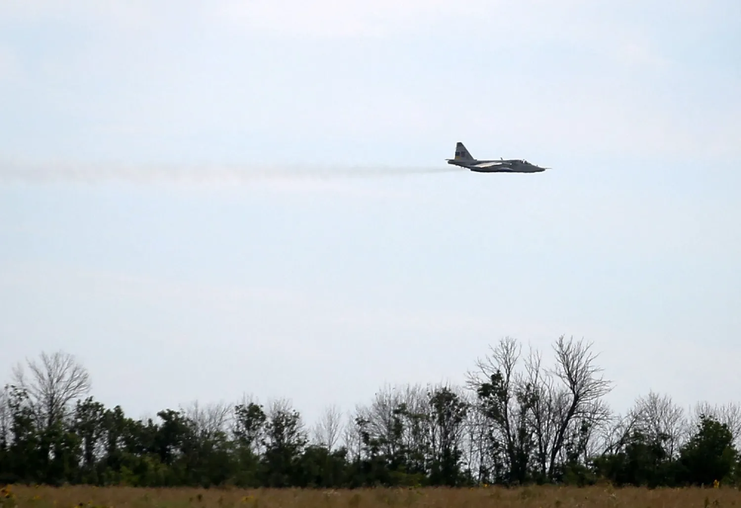 A Ukrainian Sukhoi Su-25 jet flies in eastern Ukraine on August 25, 2022, amid Russian invasion of Ukraine. (AFP)