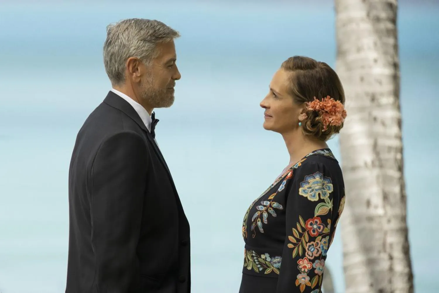 This image released by Universal Pictures shows George Clooney, left, and Julia Roberts in "Ticket to Paradise." (Universal Pictures via AP)