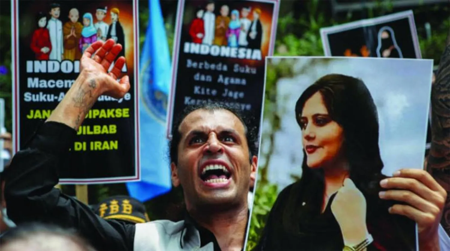  A demonstration against the Tehran regime outside the Iranian embassy in Jakarta on Tuesday (Reuters) 
