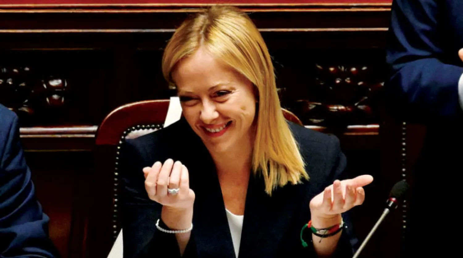 ميلوني بعد إلقائها خطاباً في البرلمان أمس (أ.ف.ب)