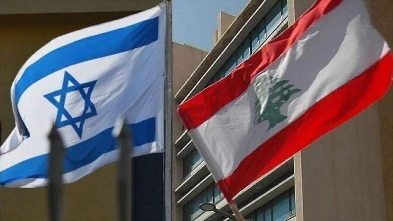 Lebanese and Israeli flags (AA)
