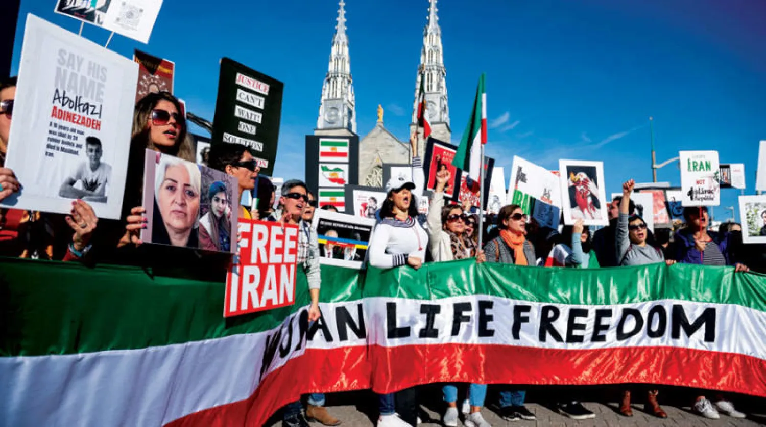 تظاهرة مؤيدة للاحتجاجات الإيرانية في أوتاوا ( رويترز)