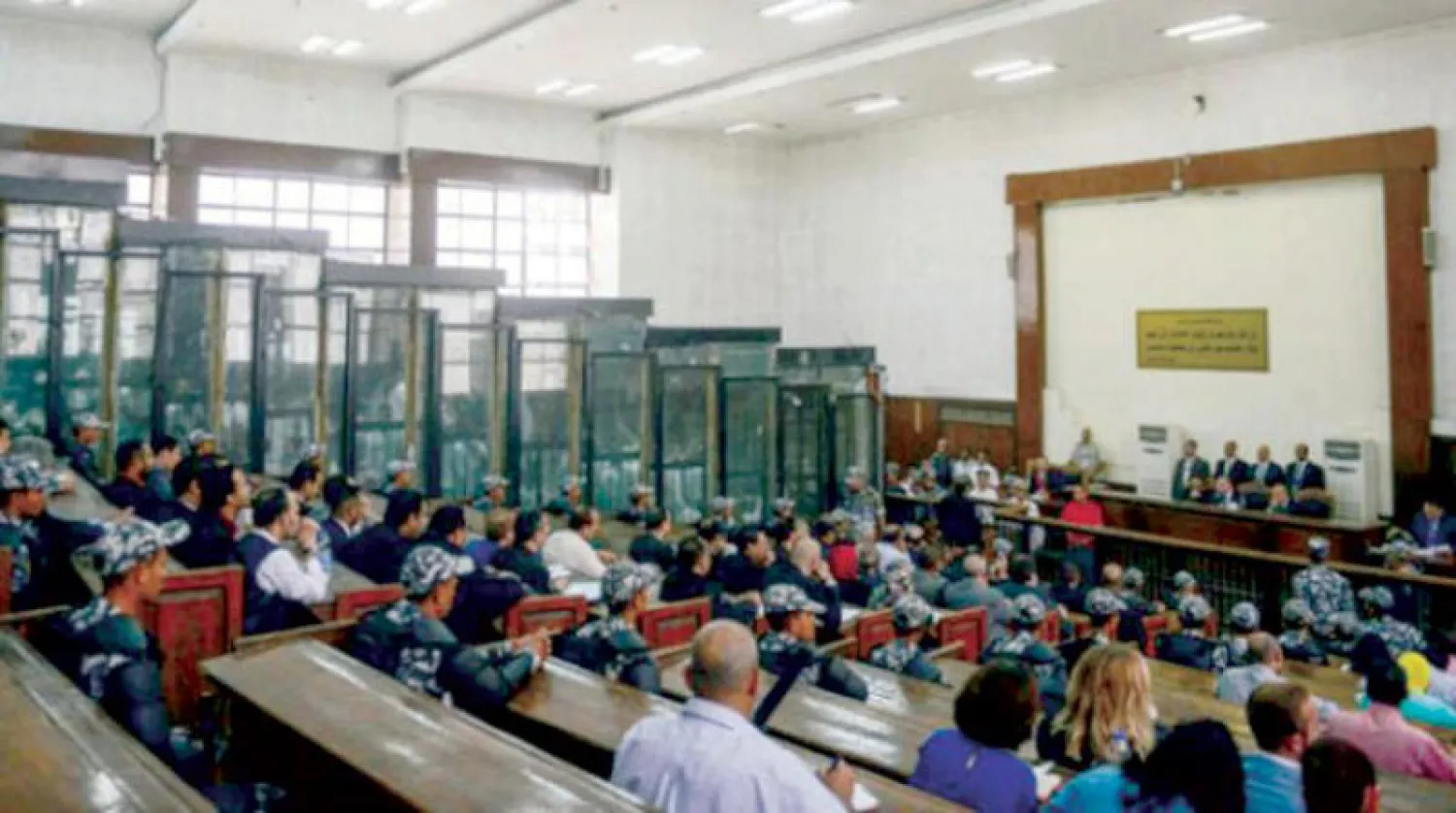 محاكمة قيادات من «الإخوان» في القاهرة يوليو (تموز) 2018 (أ.ف.ب)