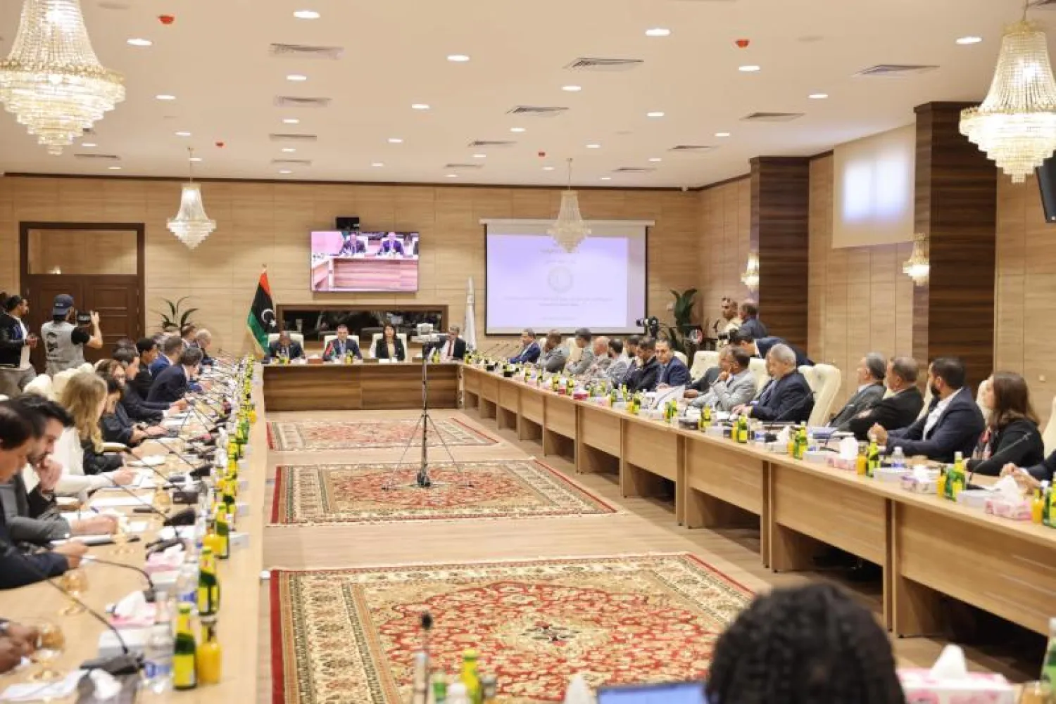 الدبيبة خلال مشاركته بأعمال منتدى شركاء التنمية في العاصمة طرابلس (حكومة الوحدة)