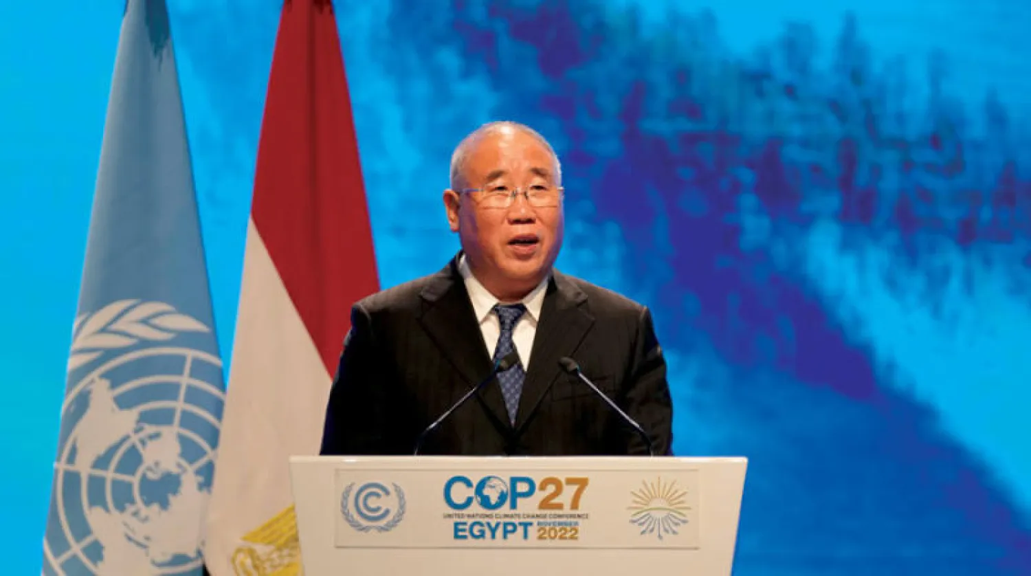 المبعوث الصيني خلال تحدثه أمام قمة المناخ في شرم الشيخ (أ.ب)