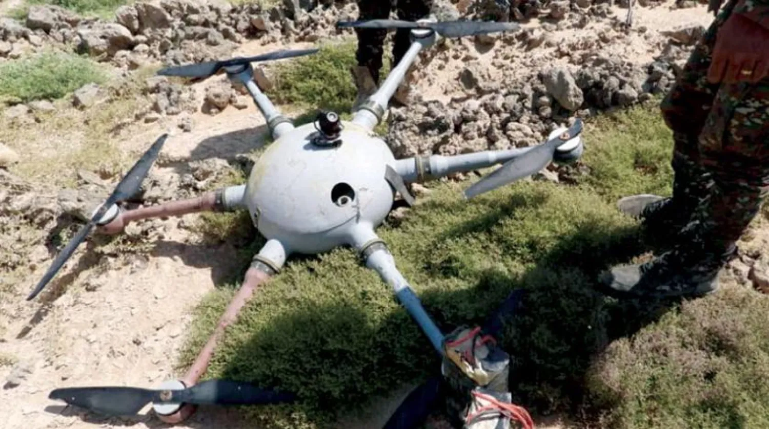 A Houthi drone was shot down by Yemeni government forces in Marib Governorate before it was able to attack a camp for the displaced. (Saba News)