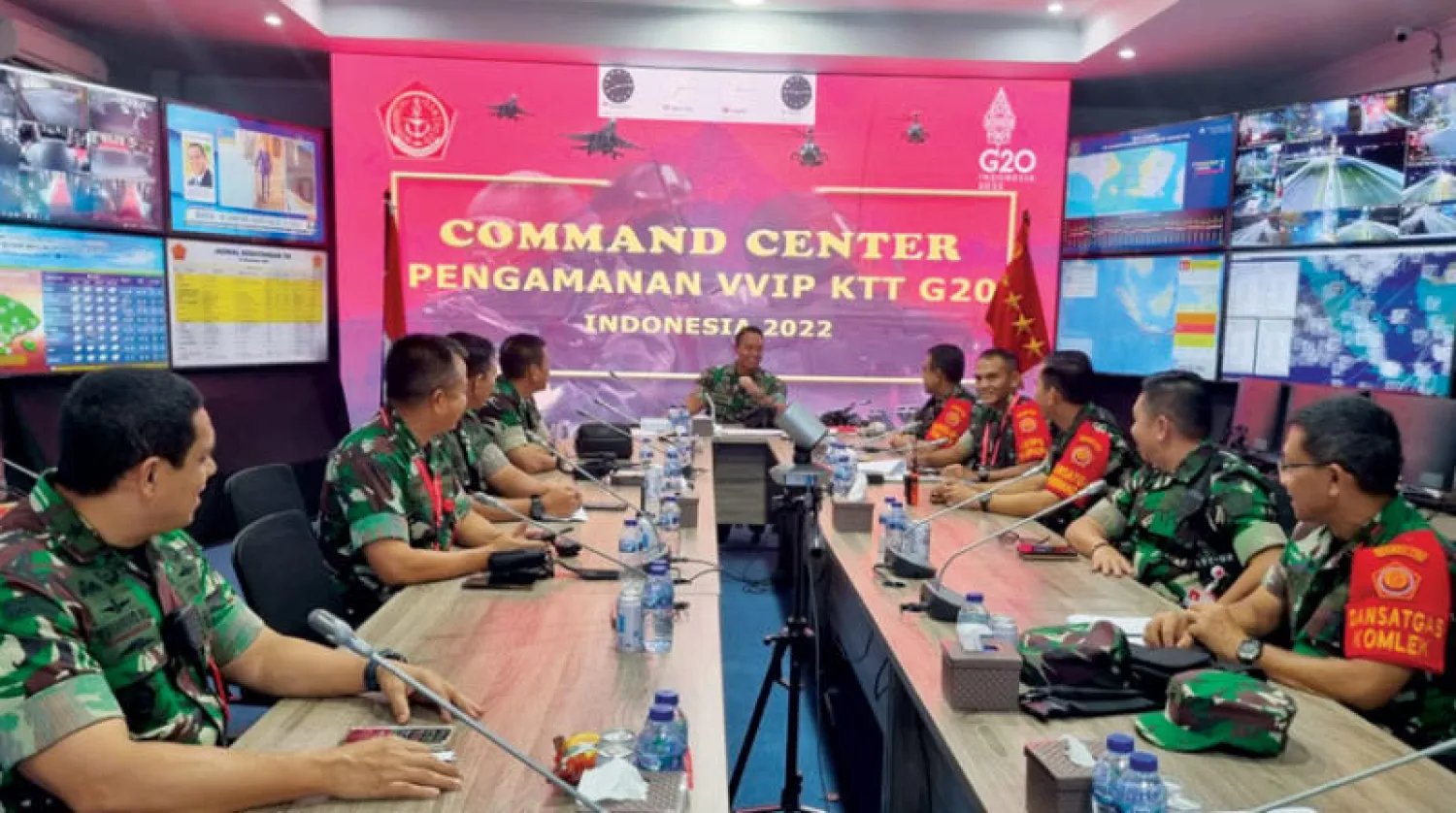 قائد القوات المسلحة الإندونيسية يترأس اجتماعا في غرفة العمليات الأمنية لقمة العشرين (الشرق الأوسط)