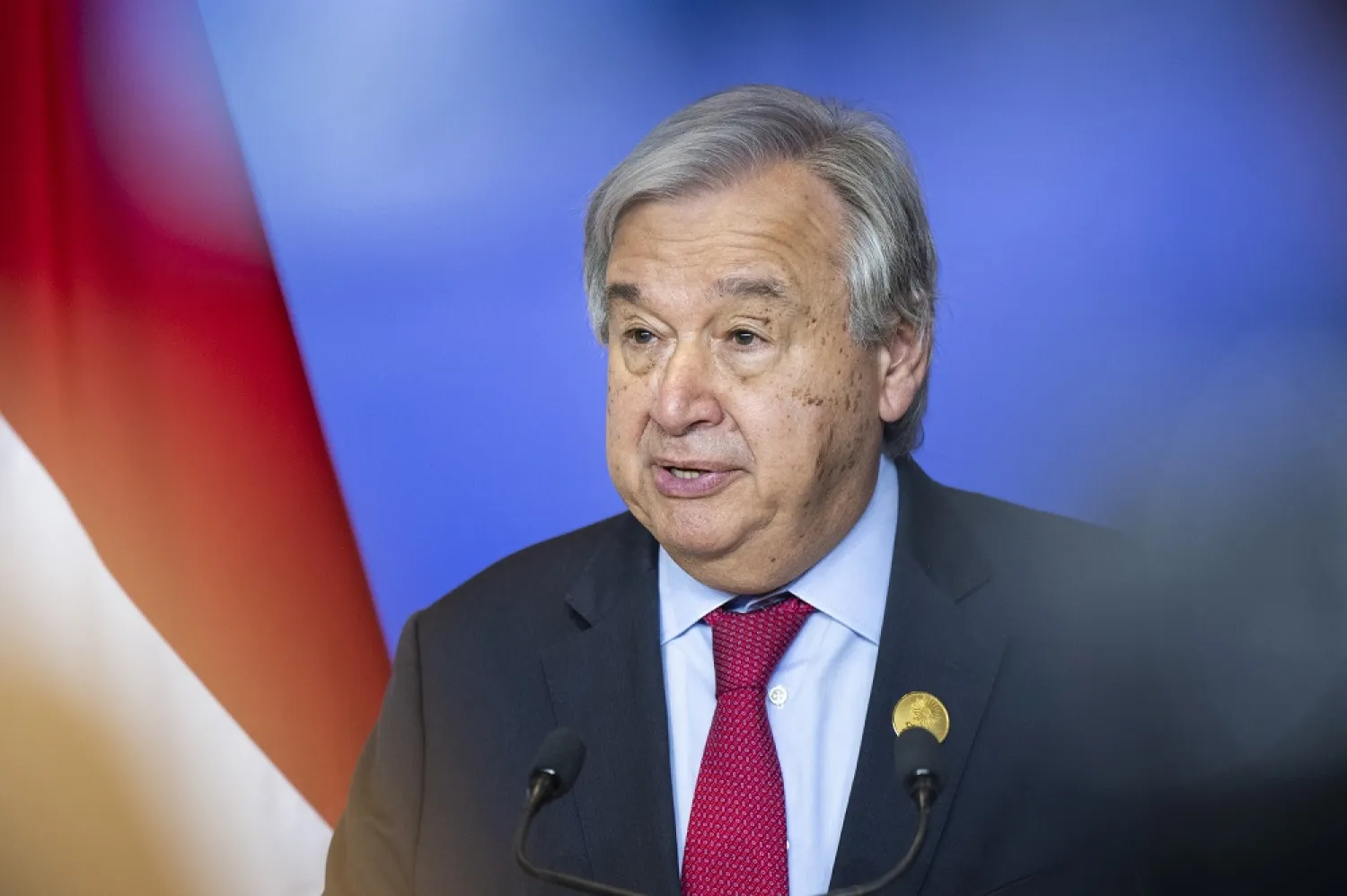 17 November 2022, Egypt, Sharm el-Sheikh: UN Secretary General Antonio Guterres speaks at a press conference with COP27 President and Egyptian Foreign Minister Sameh Shoukry (not pictured) during the 2022 United Nations Climate Change Conference COP27. (dpa)
