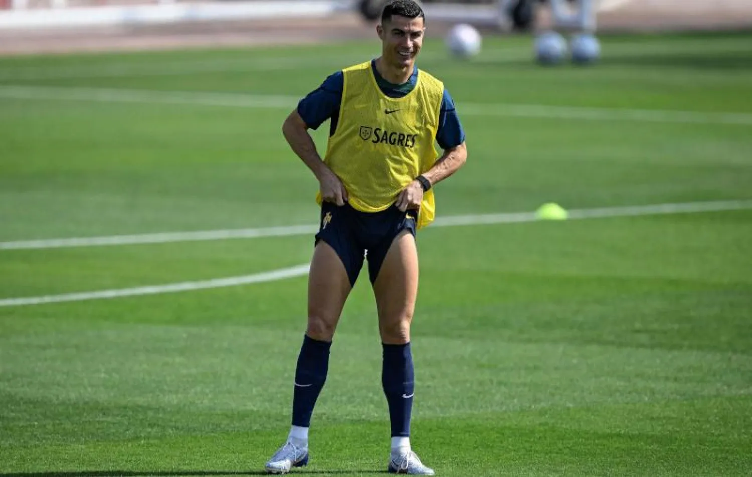 رونالدو يتدرب بحماس وشغف كبيرين مع منتخبه البرتغال على حد قوله (أ.ف.ب)