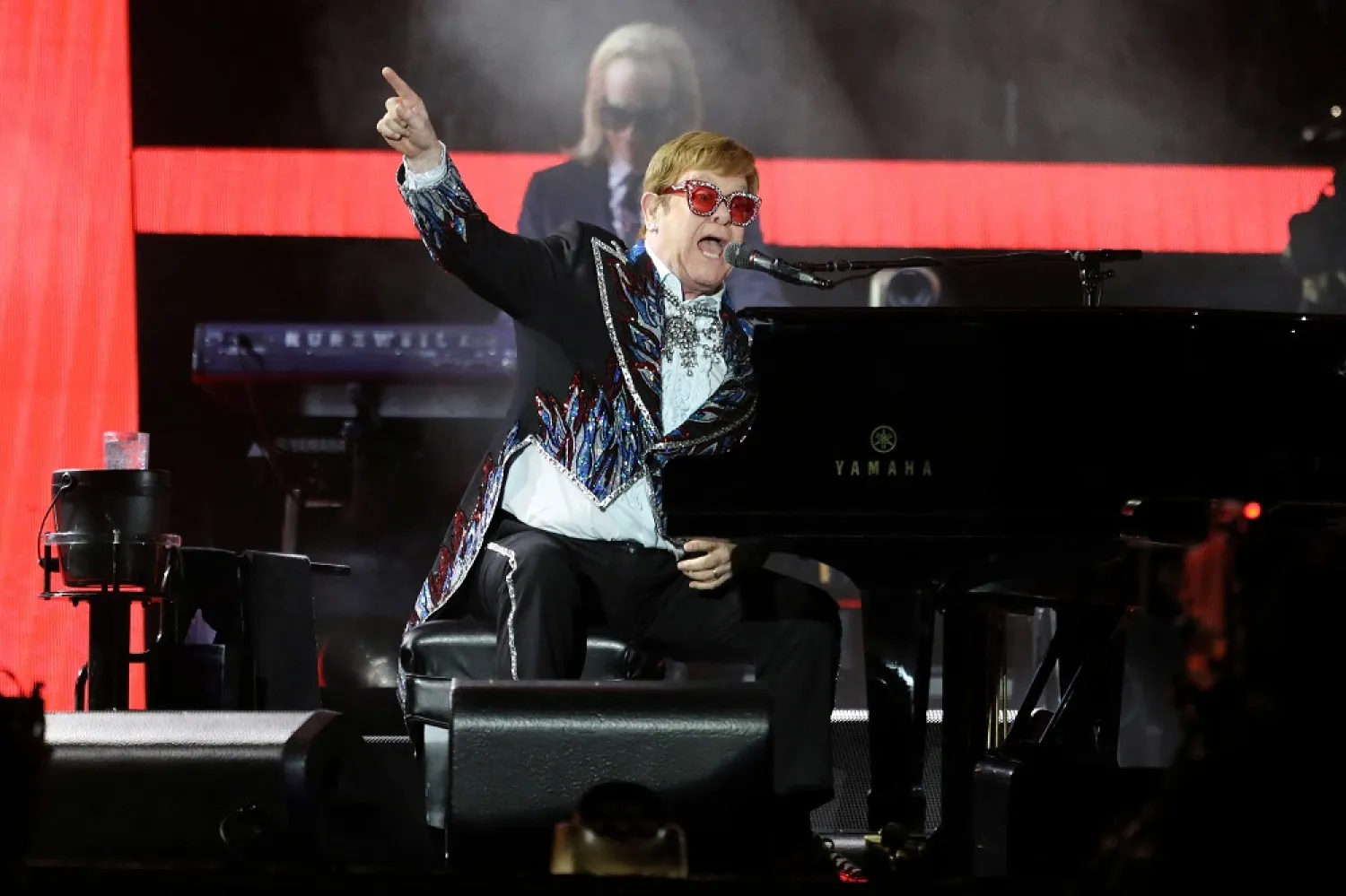 Elton John performs "Bennie and the Jets" as he wraps up the U.S. leg of his "Yellow Brick Road" tour at Dodger Stadium in Los Angeles, California, US, November 20, 2022. (Reuters)