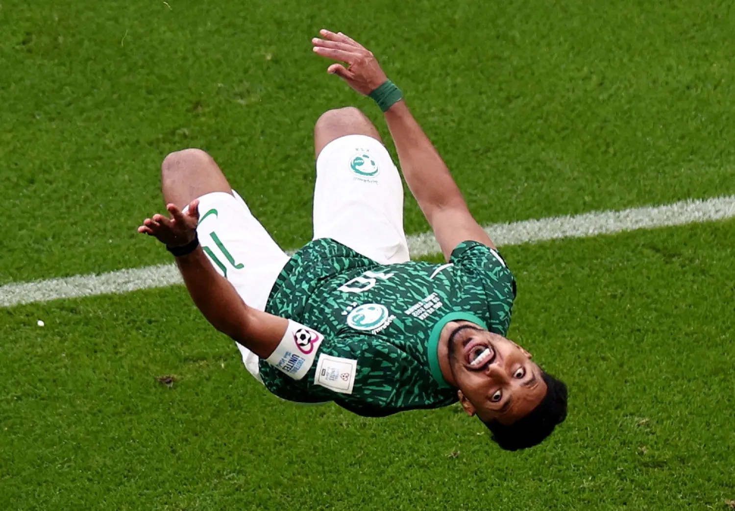 Football - FIFA World Cup Qatar 2022 - Group C - Argentina v Saudi Arabia - Lusail Stadium, Lusail, Qatar - November 22, 2022 Saudi Arabia's Salem Al-Dawsari celebrates scoring their second goal. (Reuters)