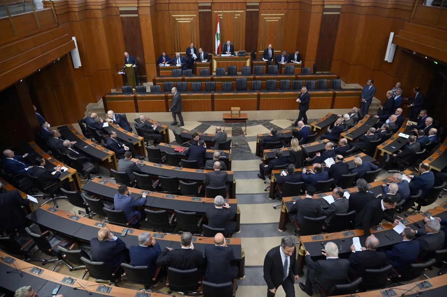 Lebanese MPs attend the seventh parliamentary session to elect a new president of Lebanon, at the Parliament building in Beirut, Lebanon, 24 November 2022. (EPA)