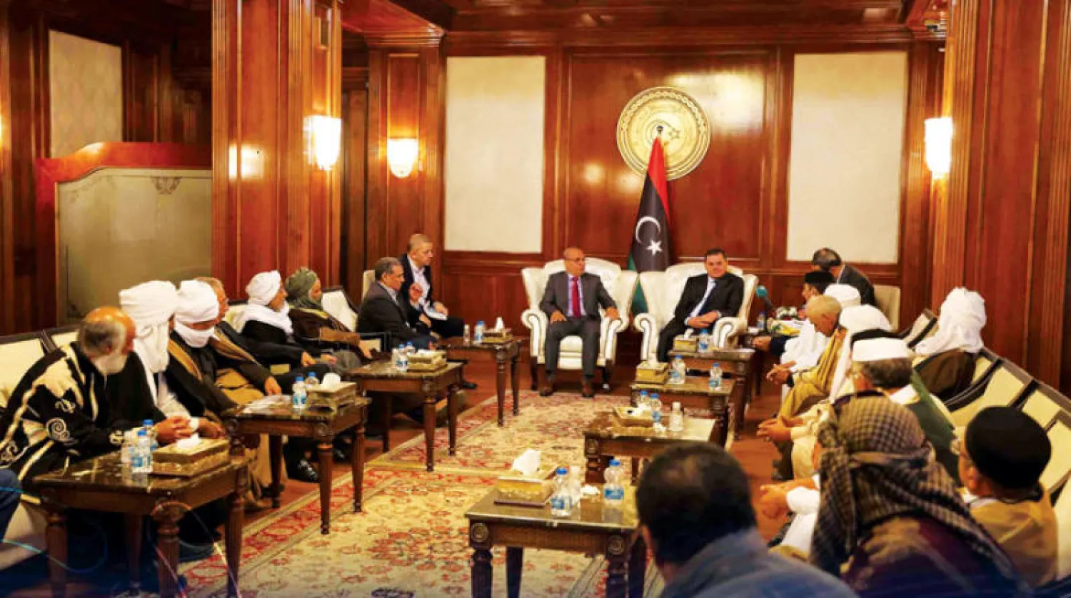 لقاء الدبيبة مع وفد القذاذفة (موقع حكومة الوحدة على فيسبوك)