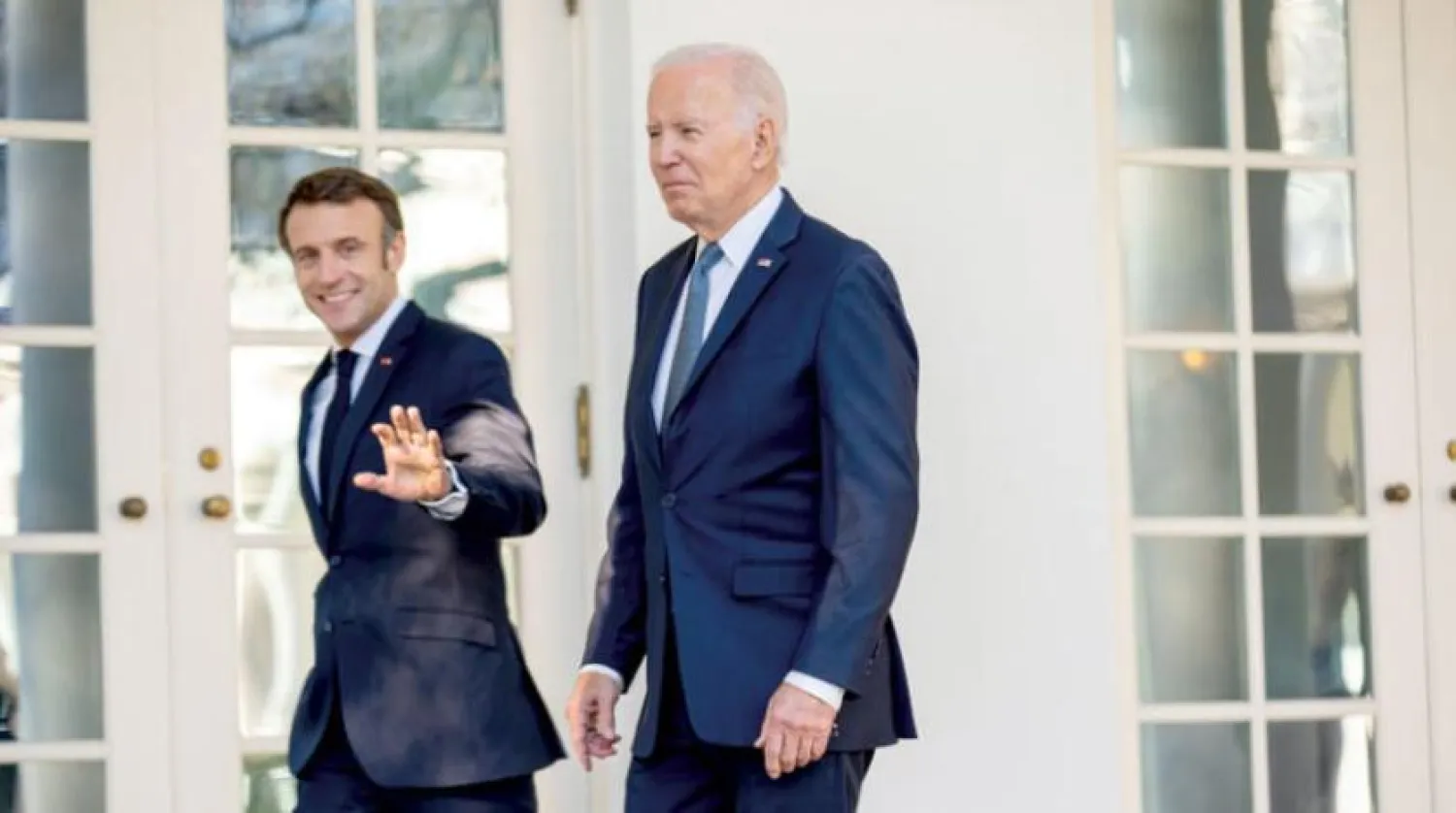 US President Joe Biden with French President Emmanuel Macron (AP)
