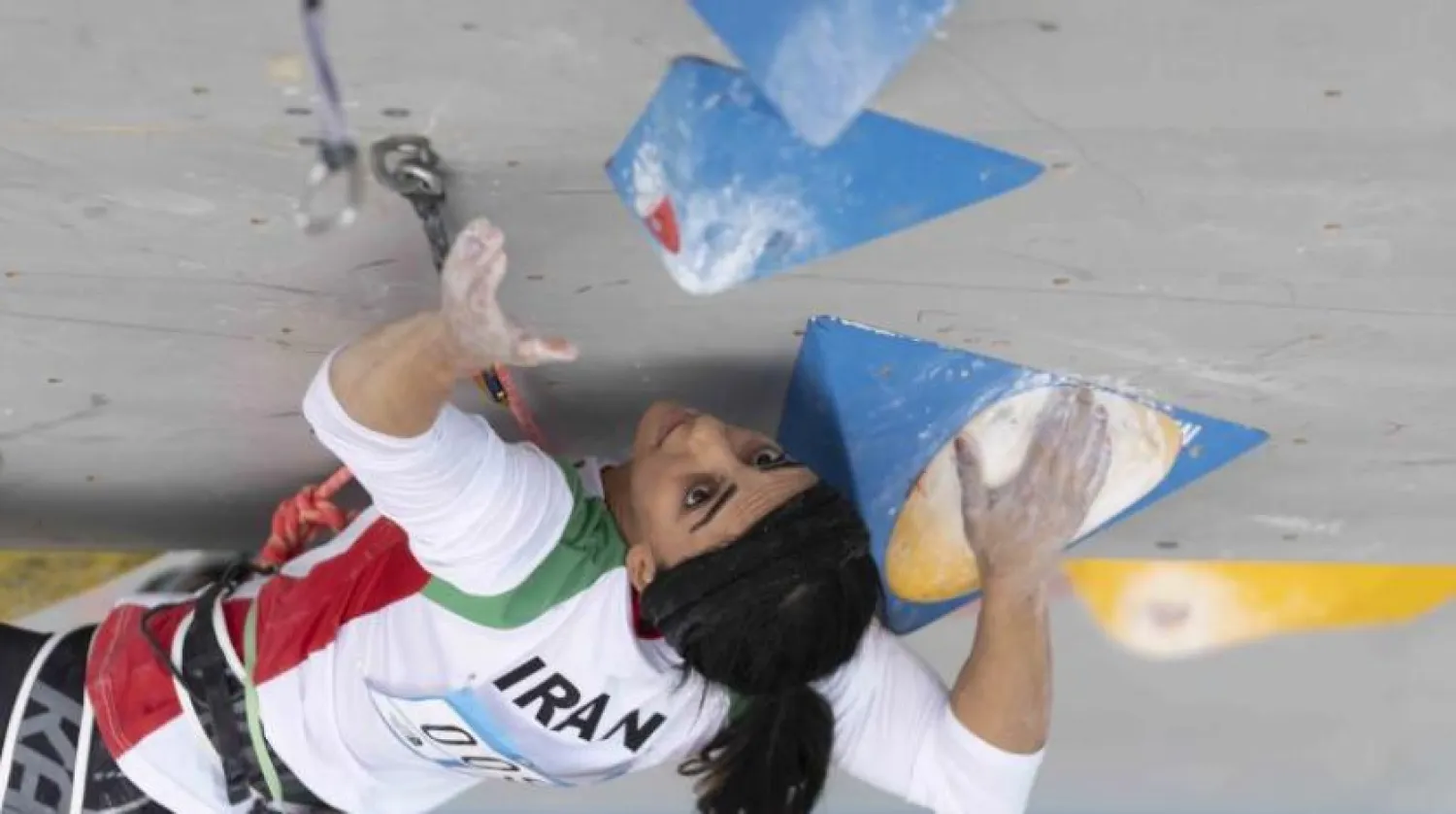 Elnaz Rekabi during her participation in the Asian Climbing Championship in South Korea (EPA)