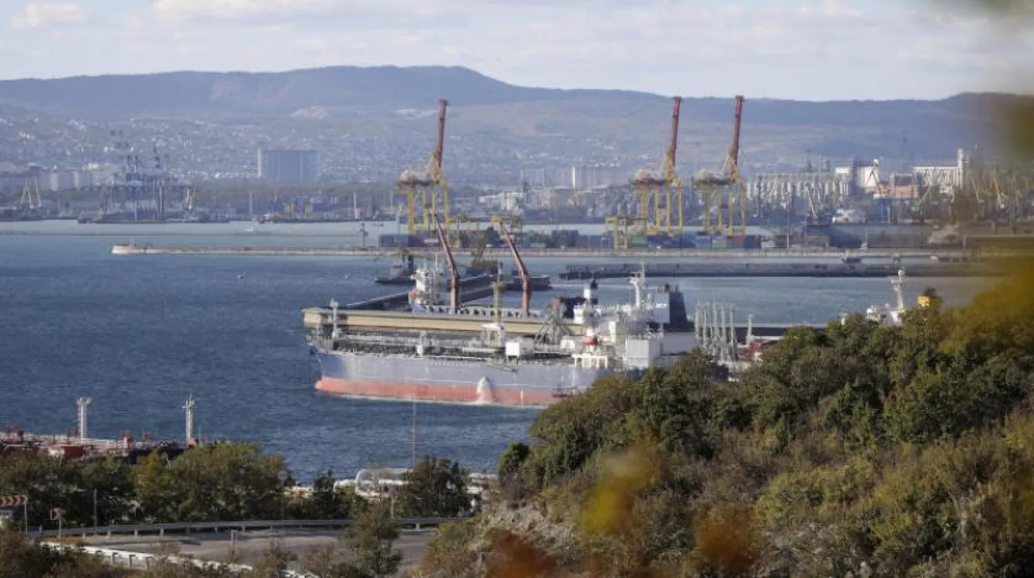FILE An oil tanker is moored at the Sheskharis complex, part of Chernomortransneft JSC, a subsidiary of Transneft PJSC, in Novorossiysk, Russia, Tuesday, Oct. 11, 2022, one of the largest facilities for oil and petroleum products in southern Russia. (AP Photo, File)