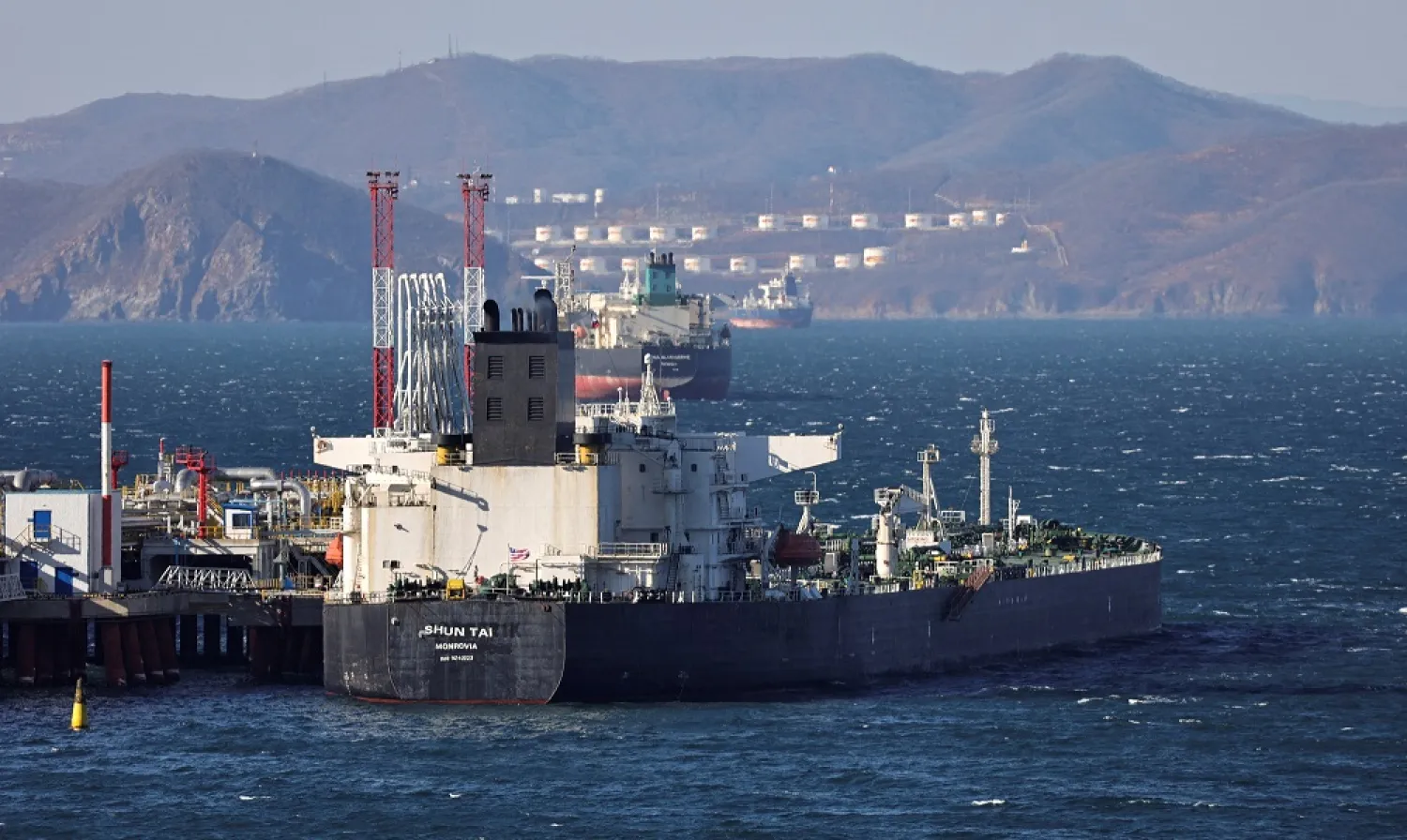 Shun Tai crude oil tanker is seen anchored at the terminal Kozmino in Nakhodka Bay near the port city of Nakhodka, Russia, December 4, 2022. (Reuters)