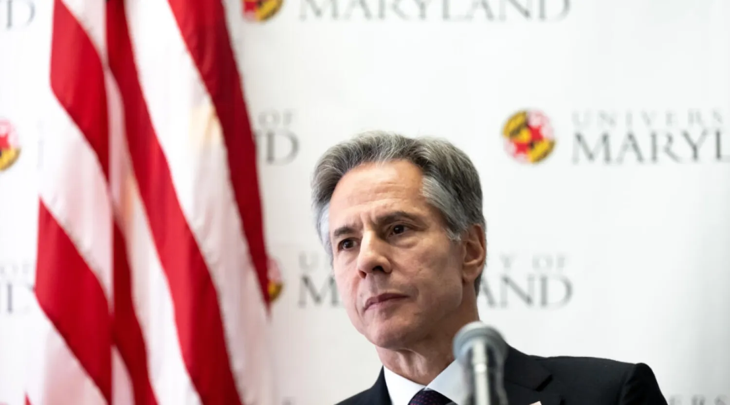 US Secretary of State Antony Blinken speaks during the Trade and Technology Council ministerial meeting at the University of Maryland in College Park, Maryland © SAUL LOEB / POOL/AFP
