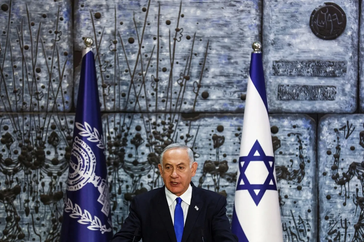 Benjamin Netanyahu speaks during a ceremony where Israel President Isaac Herzog handed him the mandate to form a new government following the victory of the former premier's right-wing alliance in this month's election at the President's residency in Jerusalem November 13, 2022. (Reuters)