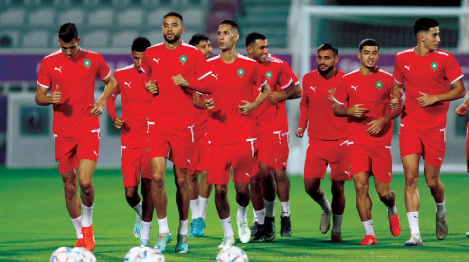 لاعبو المغرب خاضوا التدريبات بحماس قبل المواجهة الصعبة ضد البرتغال (رويترز)