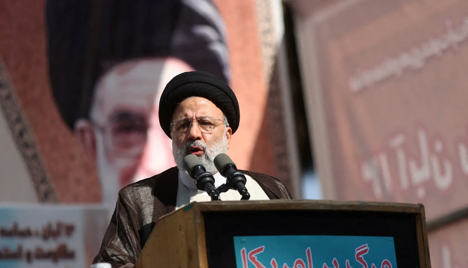 Iran's President Ebrahim Raisi speaks during the 43rd anniversary of the US expulsion from Iran, in Tehran, Iran November 4, 2022. (WANA (West Asia News Agency) via Reuters