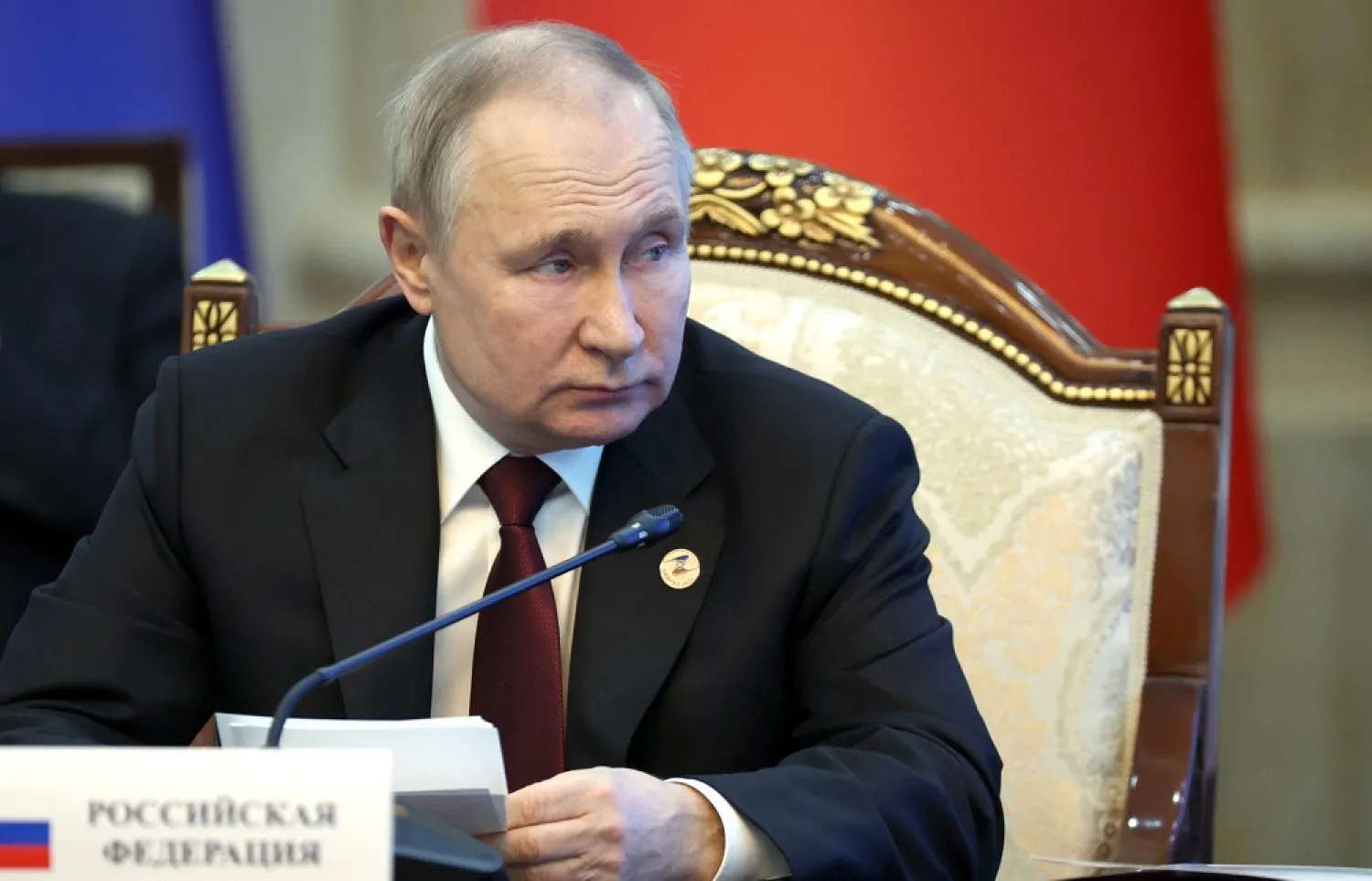 09 December 2022, Kyrgyzstan, Bishkek: Russian president Vladimir Putin attends the Supreme Eurasian Economic Council meeting at the Congress Hall in Bishkek. (Kremlin/dpa)