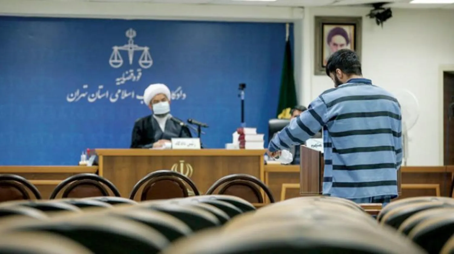 A photo released by the Iranian judiciary shows Mahan Sadarat Madani appearing in court.