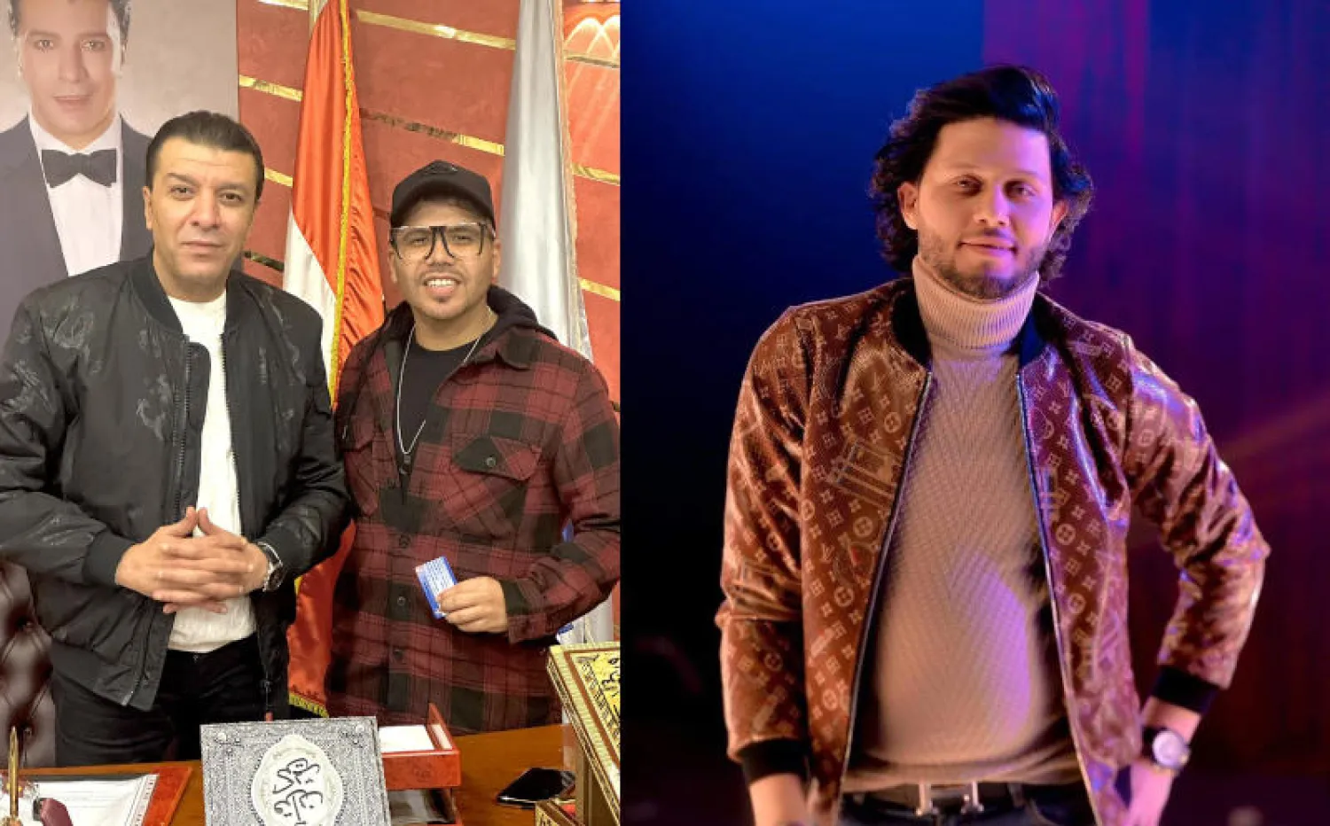 عمر كمال ونقيب الموسيقيين (حساب كمال على «فيسبوك»)... وعلى اليمين العازف عبد السلام (حسابه على «فيسبوك»)