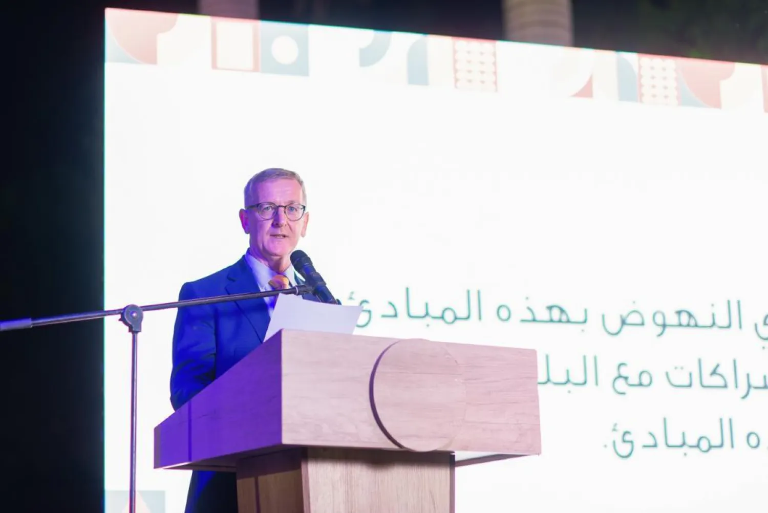 EU ambassador to Sudan Aidan O’Hara delivers a speech on the occasion of the International Human Rights Day 2022 on Tuesday, December 13, 2022. (EU delegation in Sudan on Twitter)