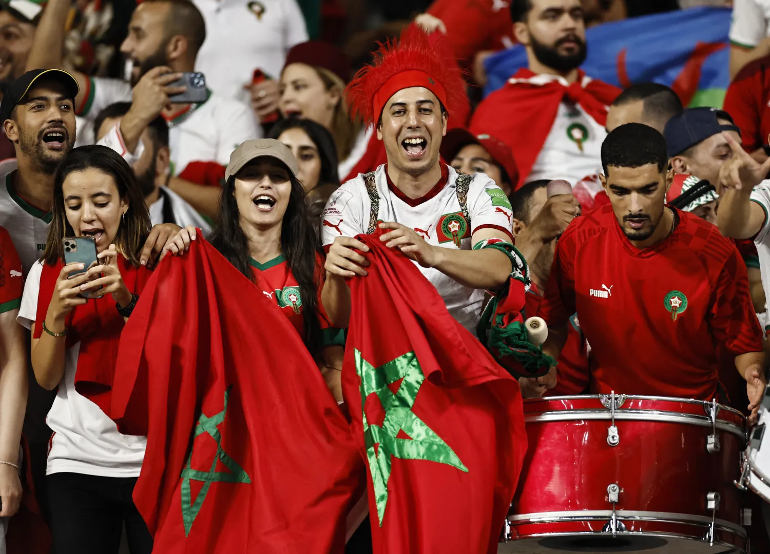 Soccer Football - FIFA World Cup Qatar 2022 - Third-Place Playoff - Croatia v Morocco - Khalifa International Stadium, Doha, Qatar - December 17, 2022 Morocco fans react inside the stadium. Reuters