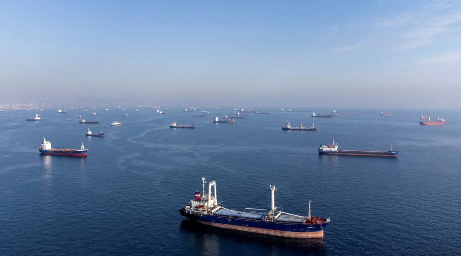 Commercial vessels including vessels which are part of Black Sea grain deal wait to pass the Bosphorus strait off the shores of Yenikapi during a misty morning in Istanbul, Turkey, October 31, 2022. REUTERS/Umit Bektas/File Photo