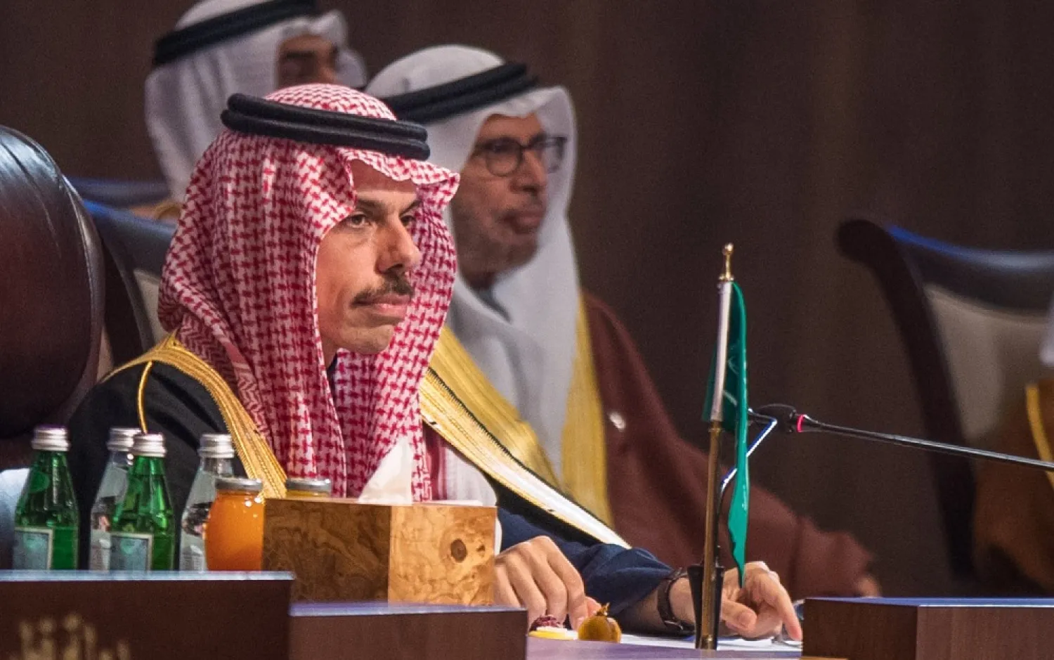 Saudi Foreign Minister Prince Faisal bin Farhan bin Abdullah at the summit in Jordan. (Saudi Foreign Ministry)