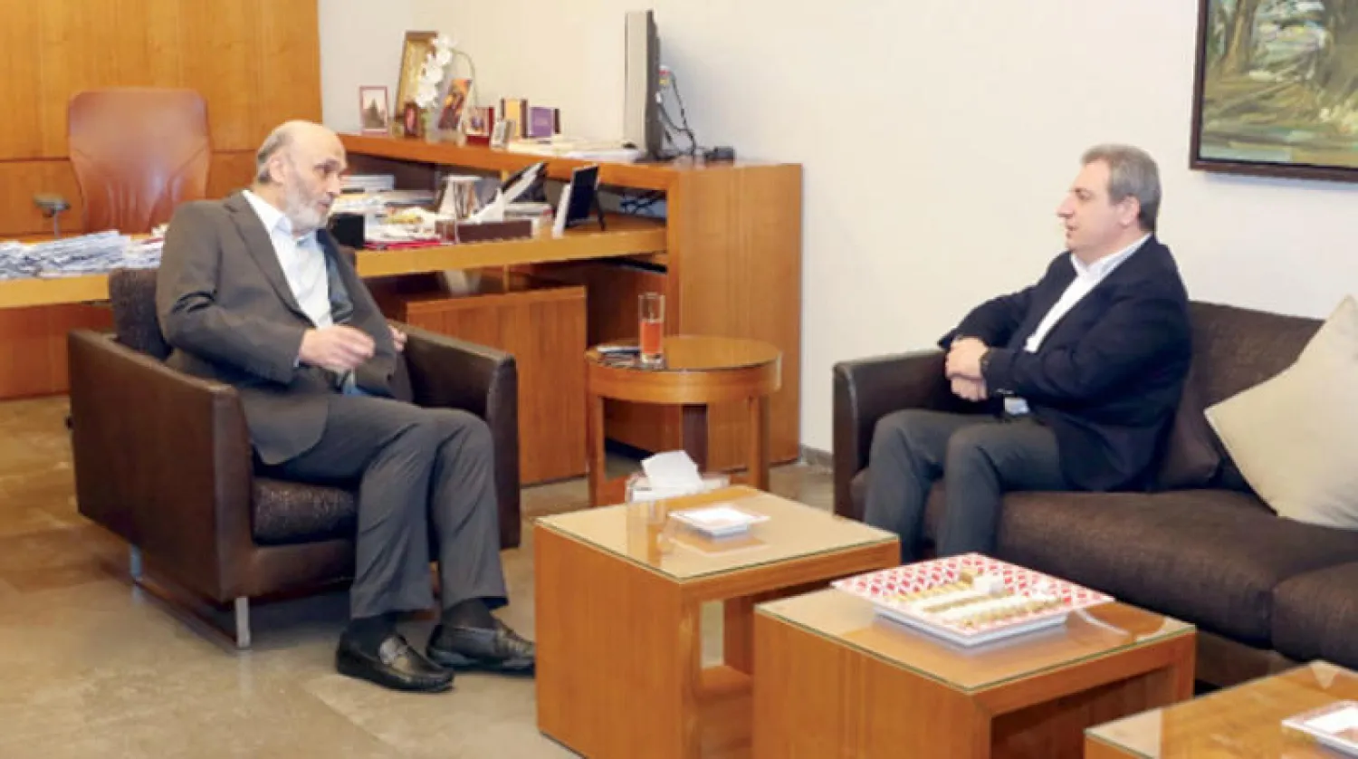 من لقاء جعجع وأبو فاعور أمس (الوكالة الوطنية)