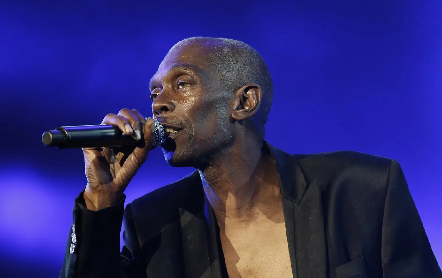 Maxi Jazz, singer and frontman of the British trip-hop-dance band Faithless, performs at the Gurten music open air festival in Bern, Switzerland, 17 July 2015 (re-issued 25 December 2022). (EPA)