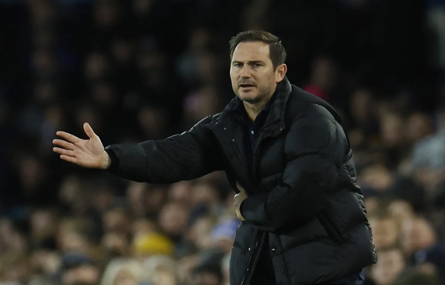 Football - Premier League - Everton v Wolverhampton Wanderers - Goodison Park, Liverpool, Britain - December 26, 2022 Everton manager Frank Lampard reacts. (Reuters)