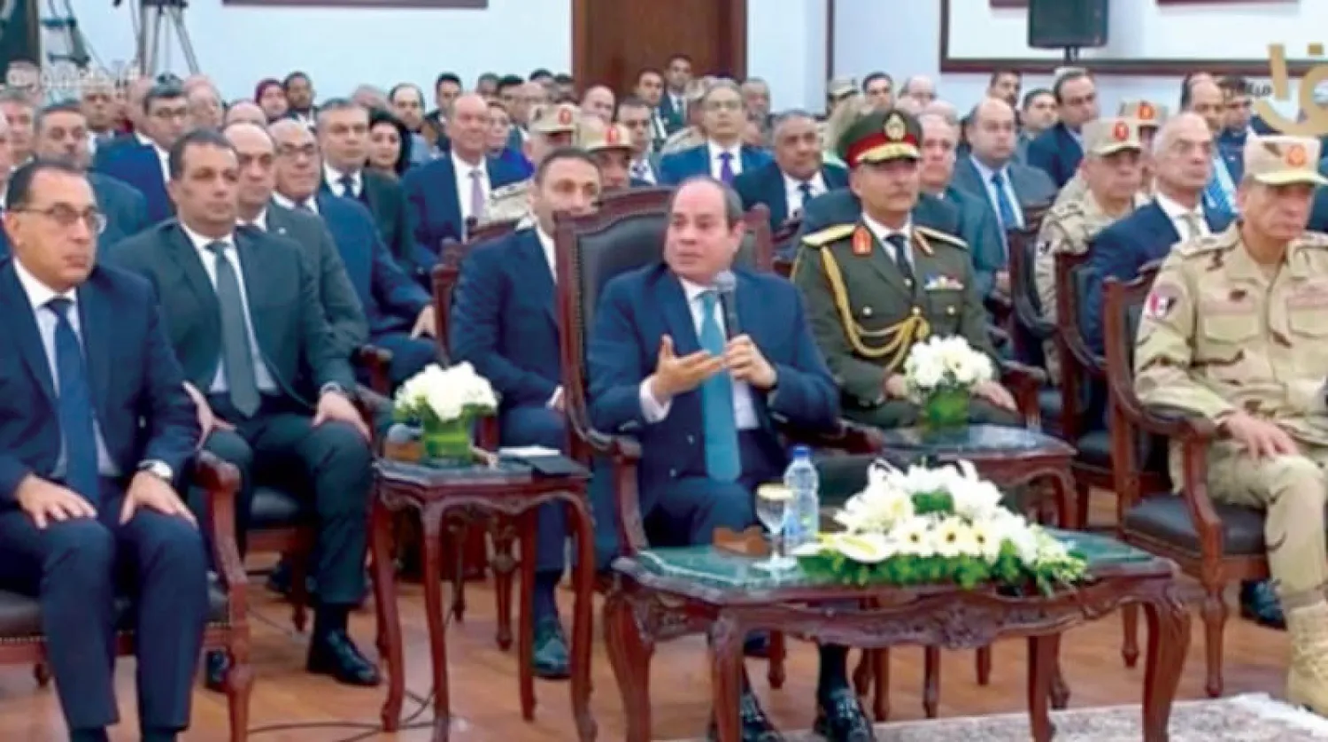 الرئيس المصري عبد الفتاح السيسي متحدثاً لمواطنيه (الاثنين) خلال افتتاح مشروع صناعي بمحافظة الجيزة (التلفزيون المصري)