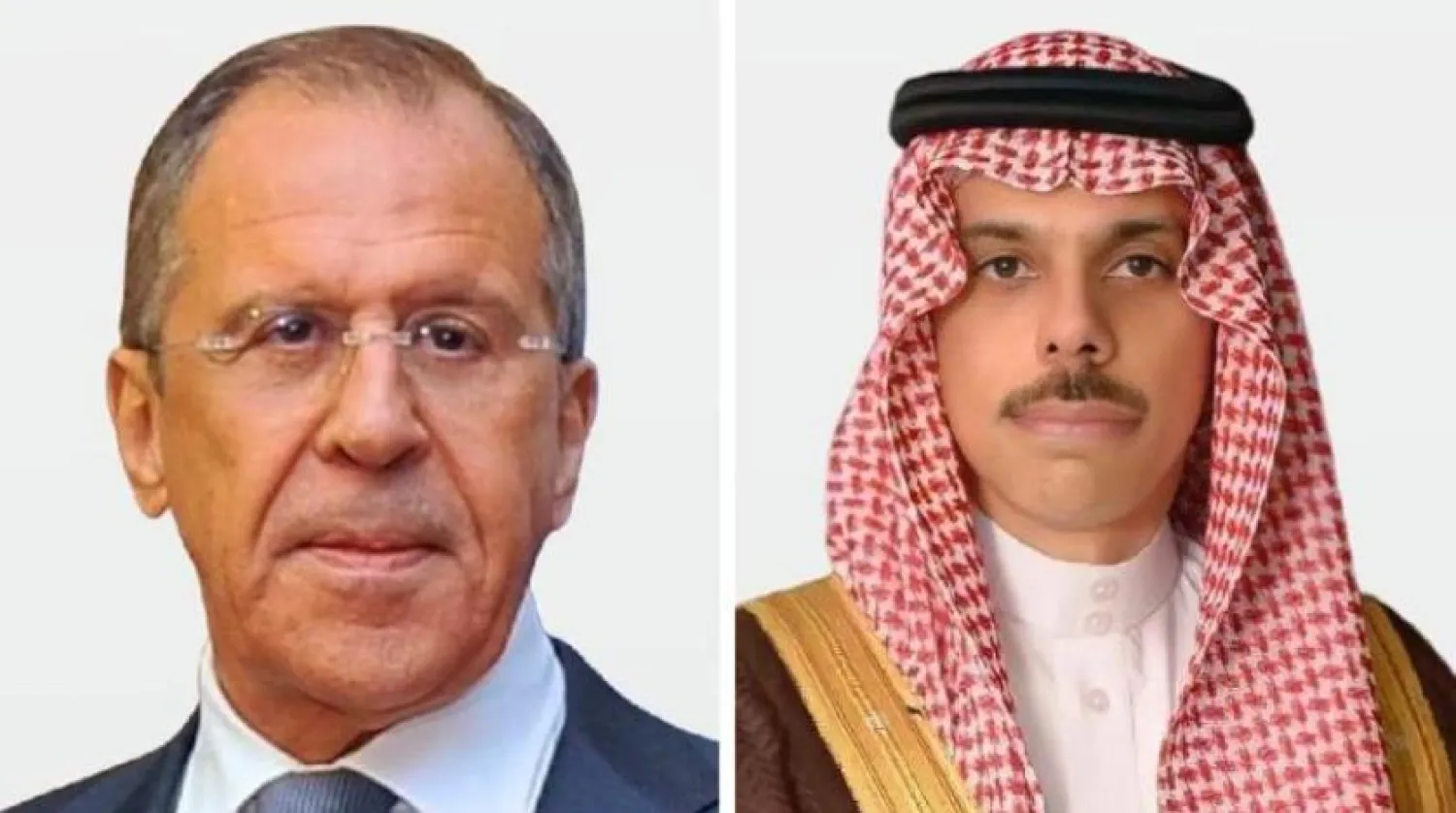Saudi Foreign Minister Prince Faisal bin Farhan bin Abdullah and his Russian counterpart Sergei Lavrov. (Saudi Foreign Ministry)
