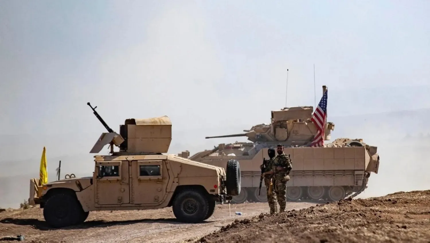 Fighters of the Syrian Democratic Forces (SDF) during a joint military exercise with US forces in Syria's northeastern Hasakeh province on September 7, 2022. (AFP)