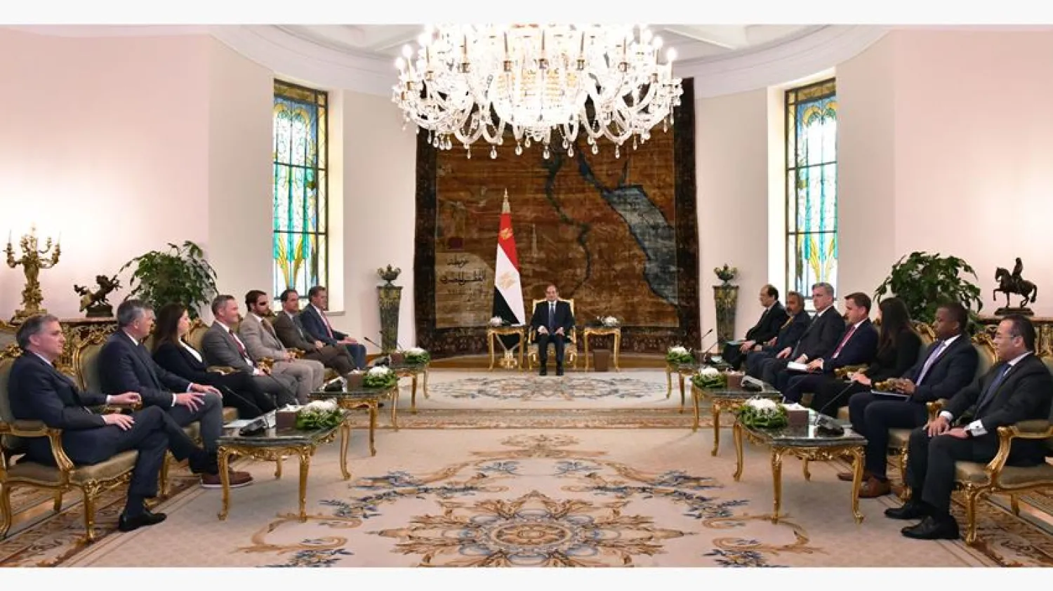 
Egyptian President Abdel Fattah Al-Sisi with the delegation of the House of Representatives Permanent Select Committee on Intelligence (Egyptian Presidency)
