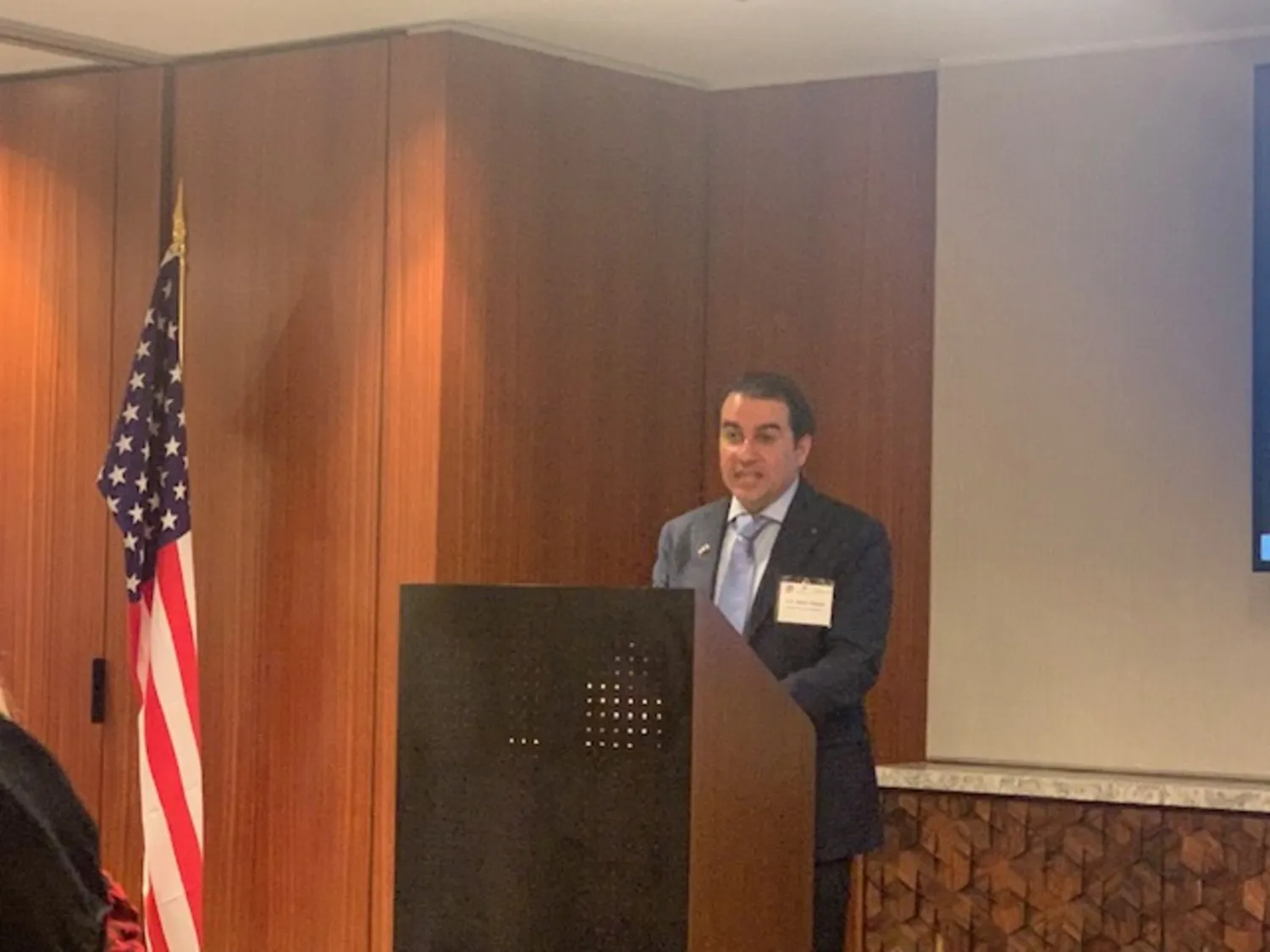 Undersecretary of the Saudi Ministry of Investment for Communication with Investors Badr al-Badr speaks at the 2023 SelectUSA Investment Summit. (Asharq Al-Awsat) 